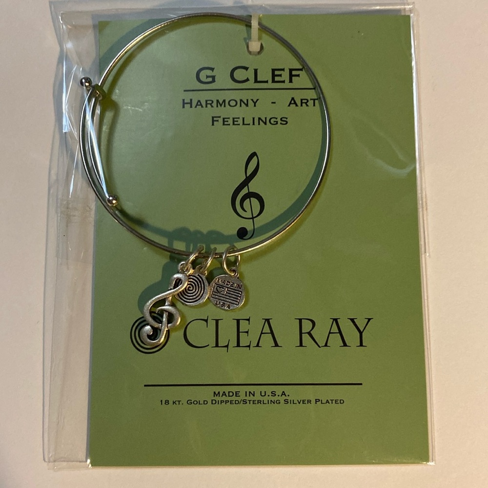 Musician’s NWT Clea Ray G Clef bangle bracelet, Great gift for music lovers!